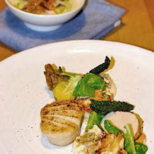 Martin Brag, Brag & Frodell Mat, Stockholm - Brynt skrei och pilgrimsmussla med tryffelgryta och vinterkål från Halland