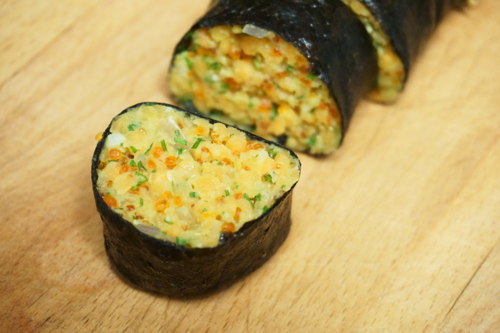 Vegansk makirulle med tångkaviar och röda linser