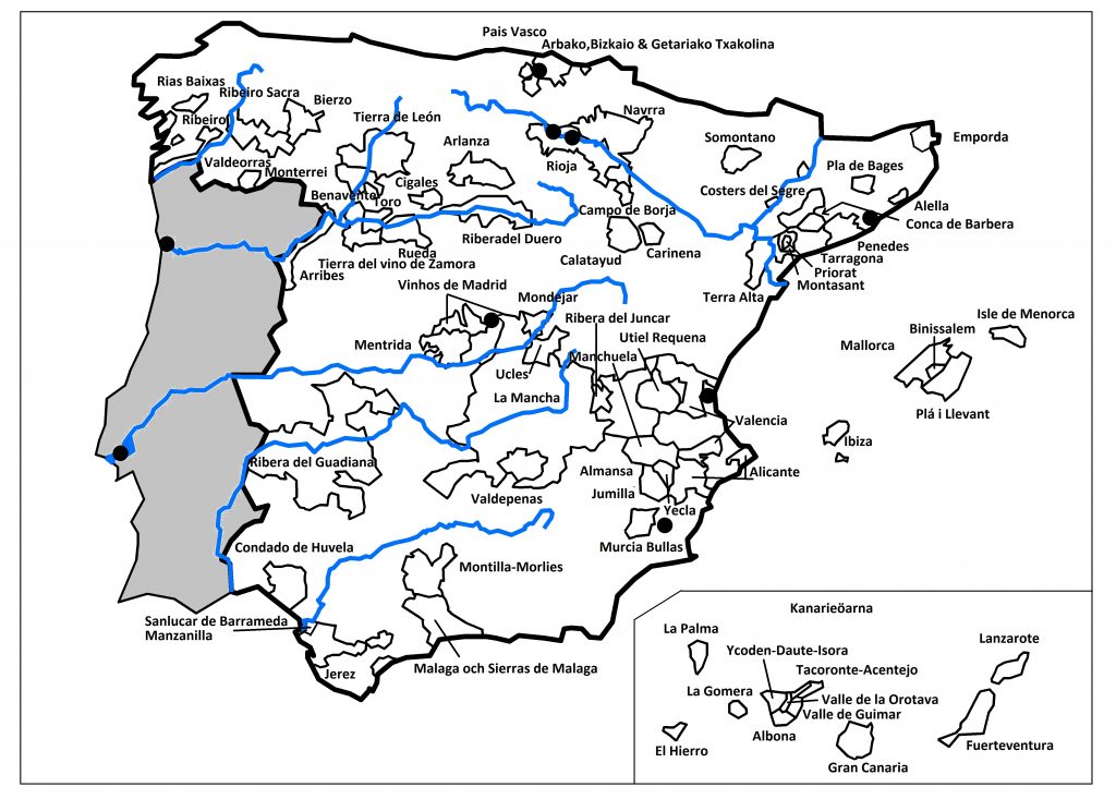 Dinvinguide.se vinatlas Vinlandet Spanien