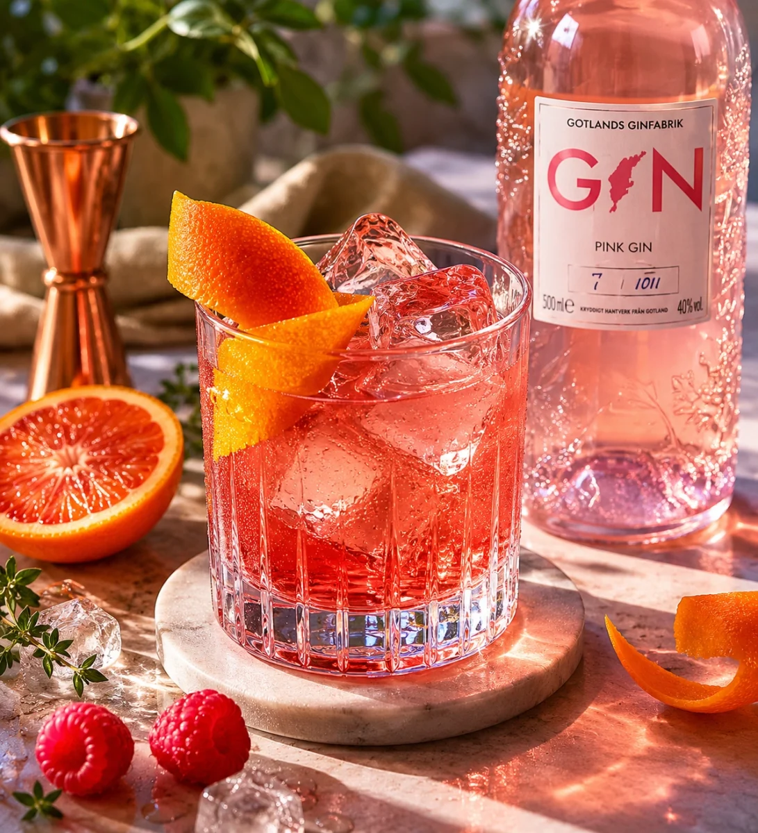 bild på Pink Negroni med Gotlands Ginfabrik Pink Gin